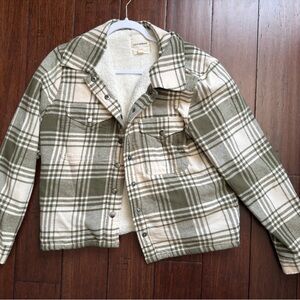 Lucky Brand Green and White Plaid Jacket